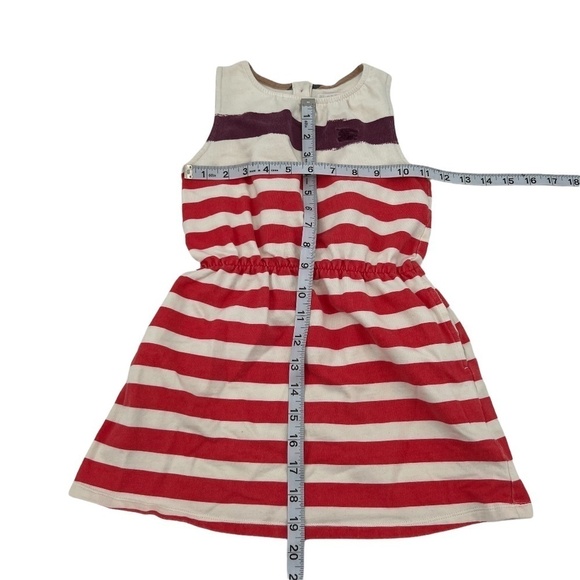 Burberry Children Red White Sleeveless Side Pockets Striped Mini Dress Size 6 - Picture 6 of 9
